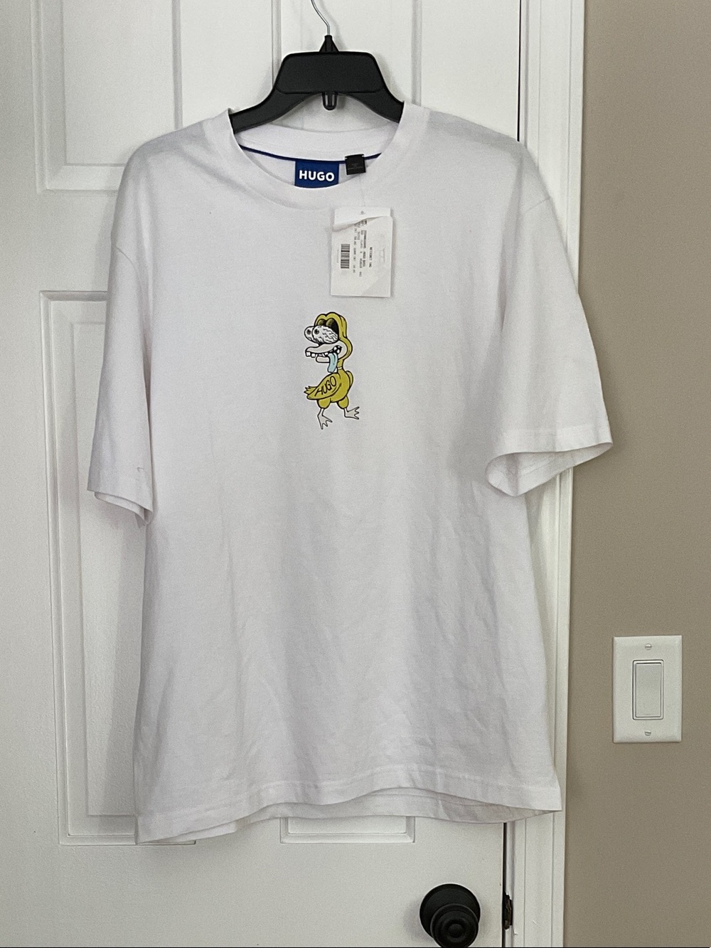 HUGO White Crewneck Tee with Duck